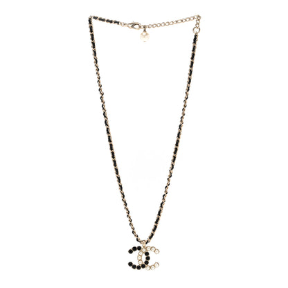 Chanel Lambskin Resin Pearl Dazzling Domino Short Necklace Gold Black 3 of 4
