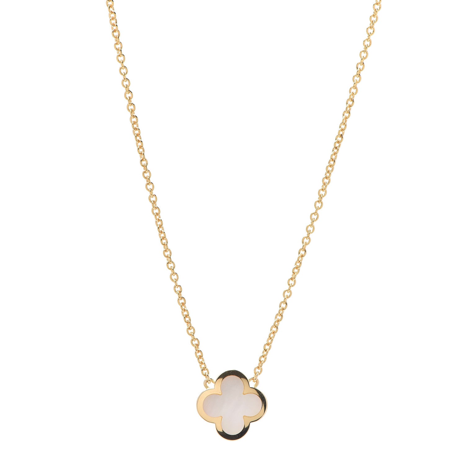 Van Cleef & Arpels 18K Yellow Gold Mother of Pearl Pure Alhambra Pendant Necklace 1 of 6