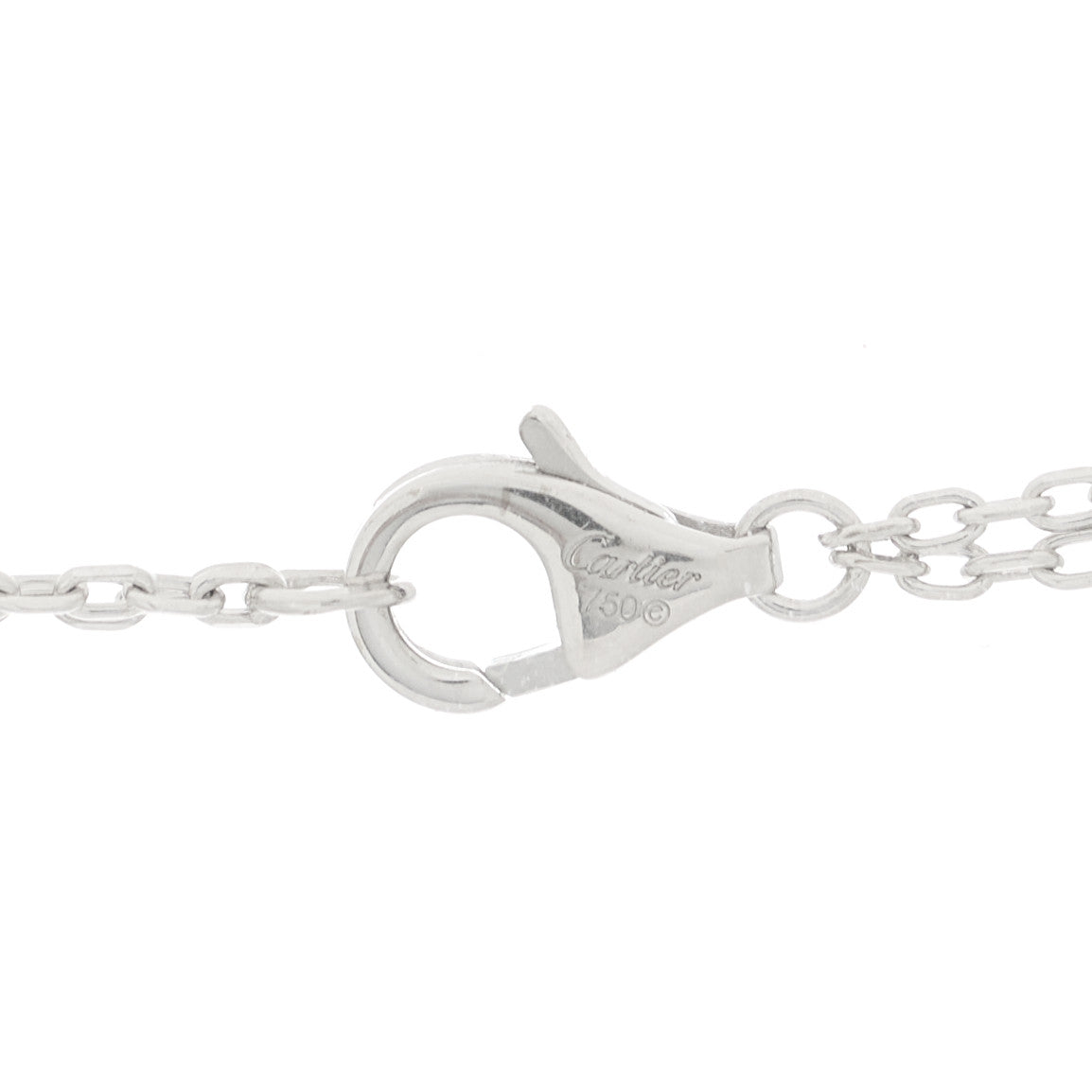 18K White Pink Gold Diamond Three Ring LOVE Necklace