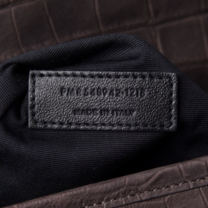 Saint Laurent Nubuck Crocodile Embossed Monogram Medium Niki Chain Satchel Wood 7 of 10