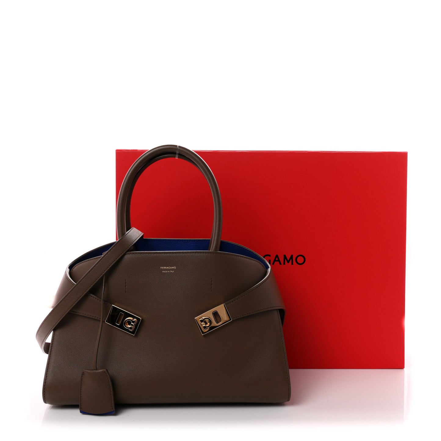 Calfskin Medium Hug Bag Clay Lapis