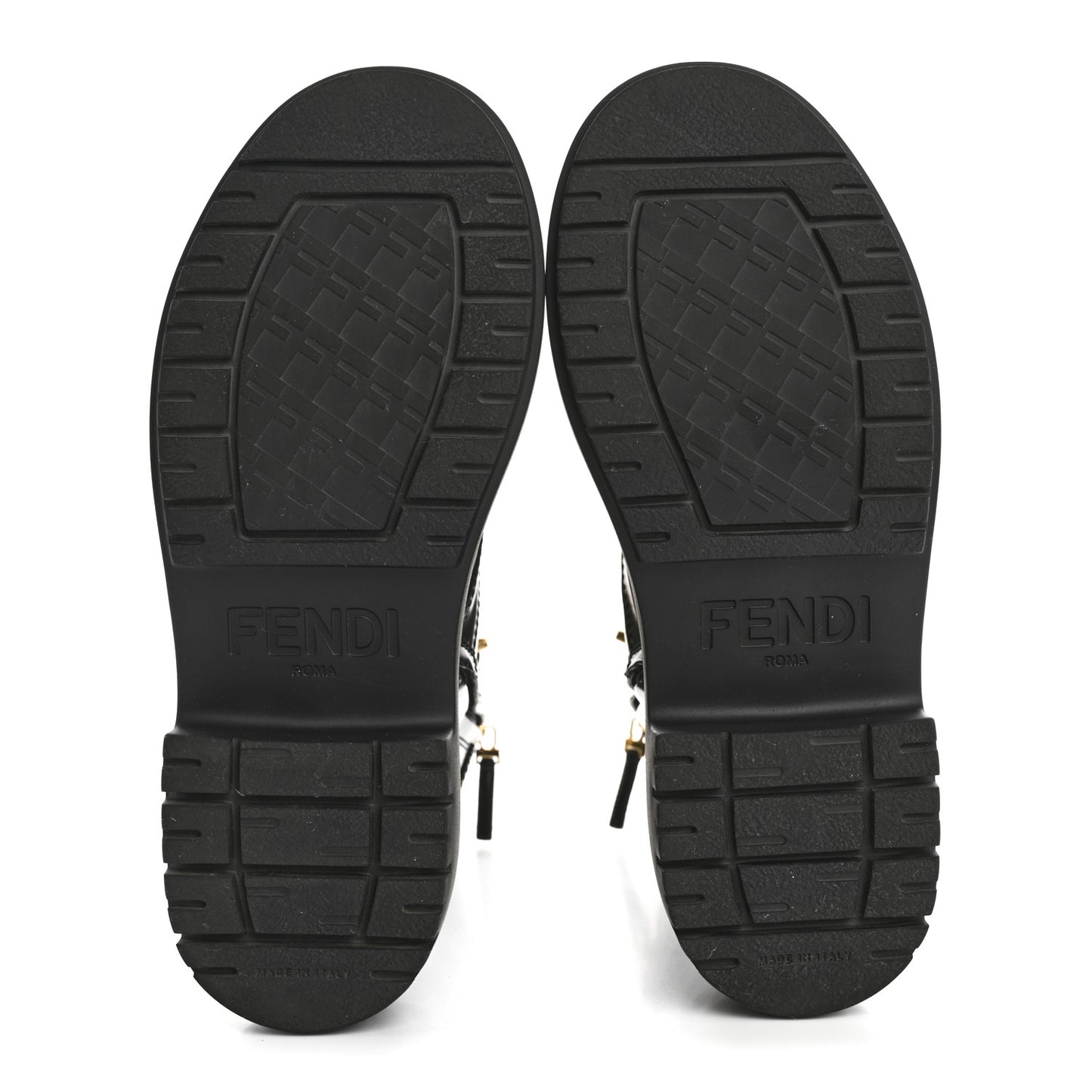 Vitello Abrasivato Fendigraphy 50mm Biker Boots 38 Black