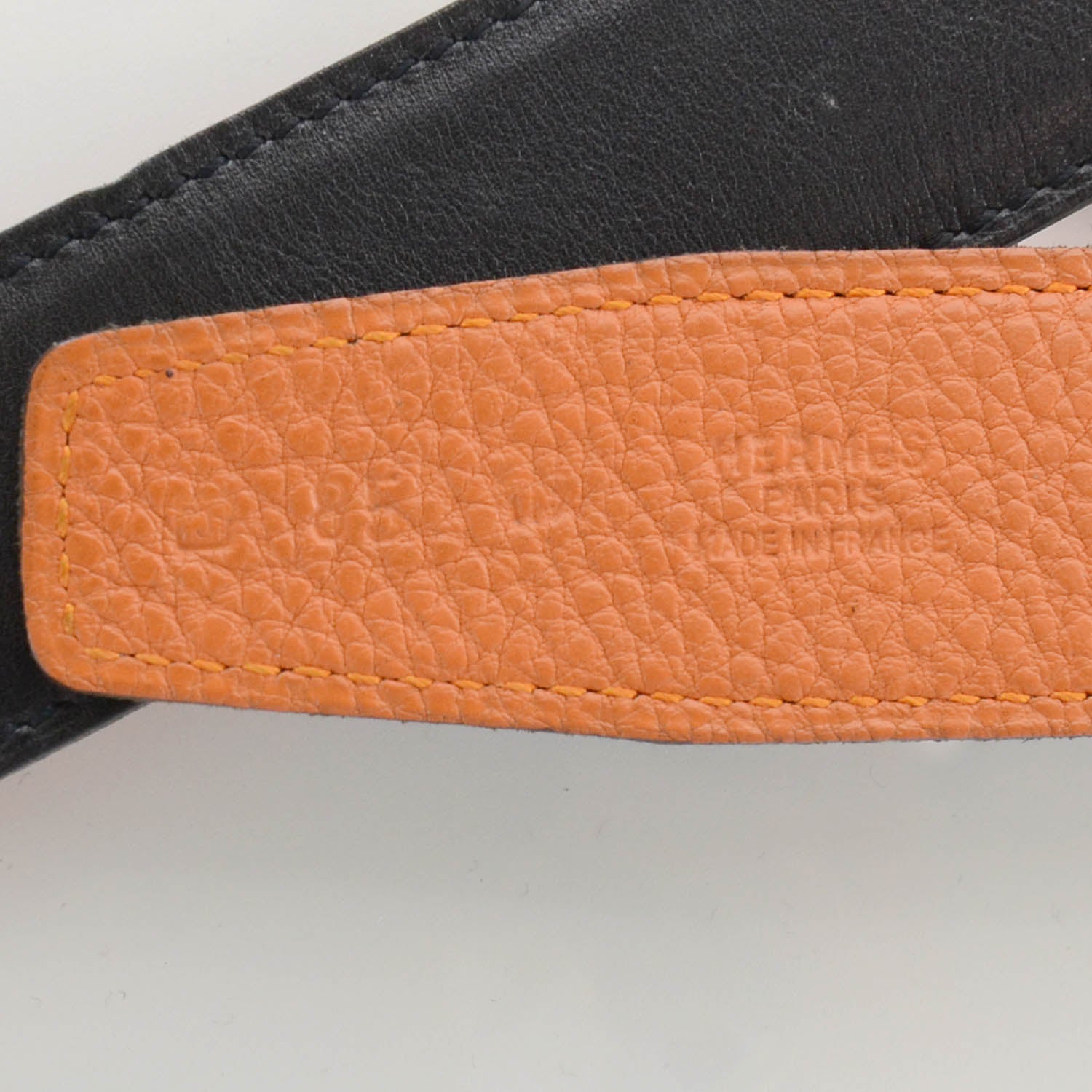 Hermes Box Togo Reversible Belt Strap Noir Orange 85 4 of 5