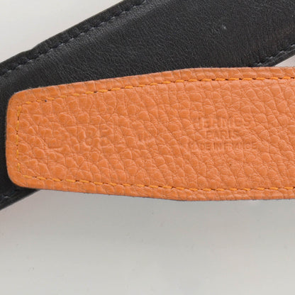 Hermes Box Togo Reversible Belt Strap Noir Orange 85 4 of 5