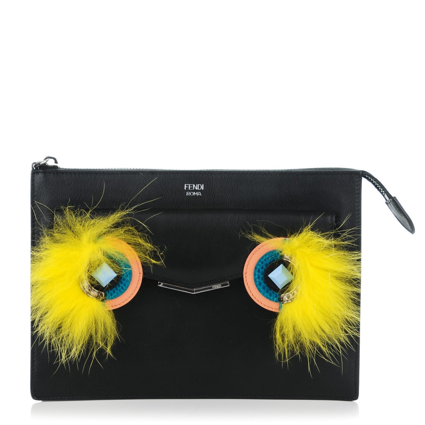 Vitello Dolce Fox Elaphe Ayers Hypnoteyes Min 2Jours Pouch Black Giallo Multicolor
