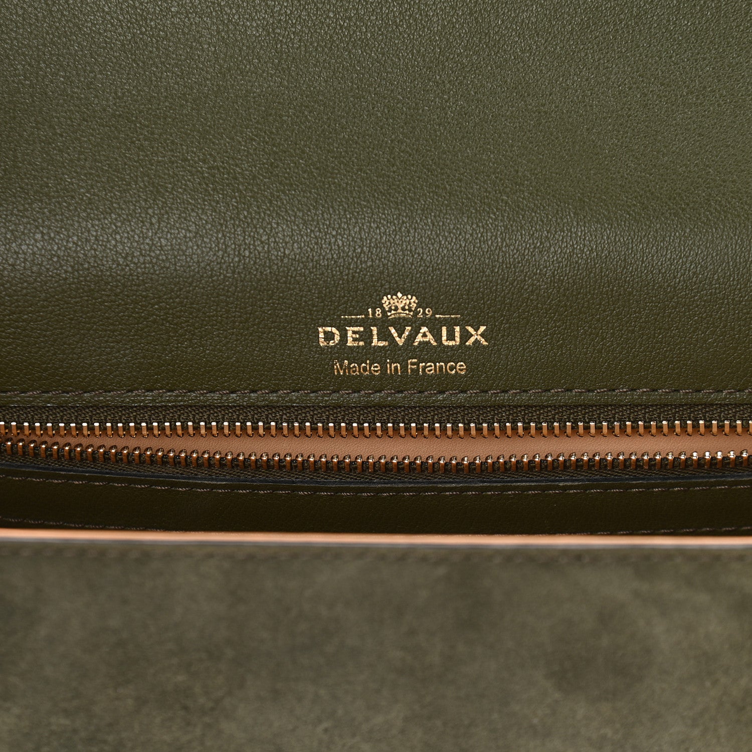 Delvaux Patent Calfskin Suede PM Madame Shoulder Bag Kaki 6 of 8