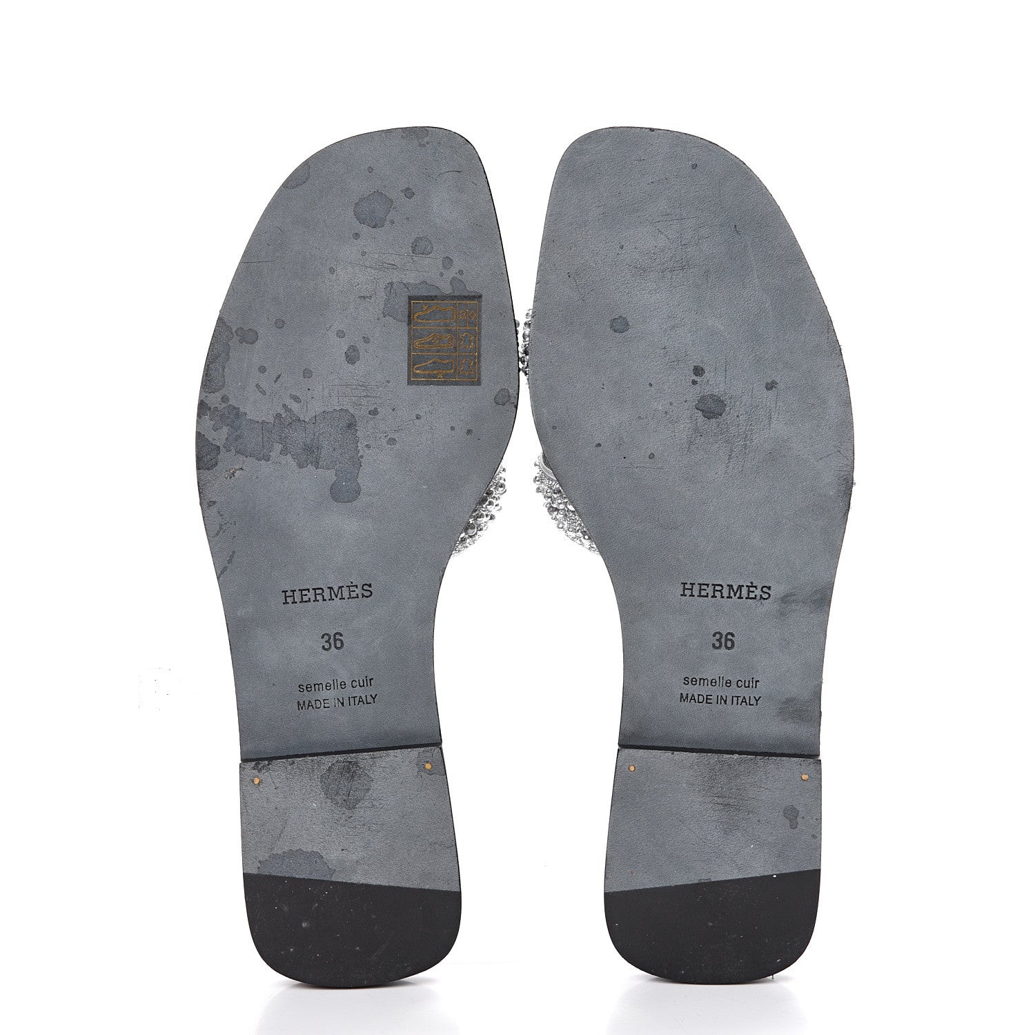 Hermes Suede Goatskin Crystal Oran Sandals 36 Gris Argente 5 of 12