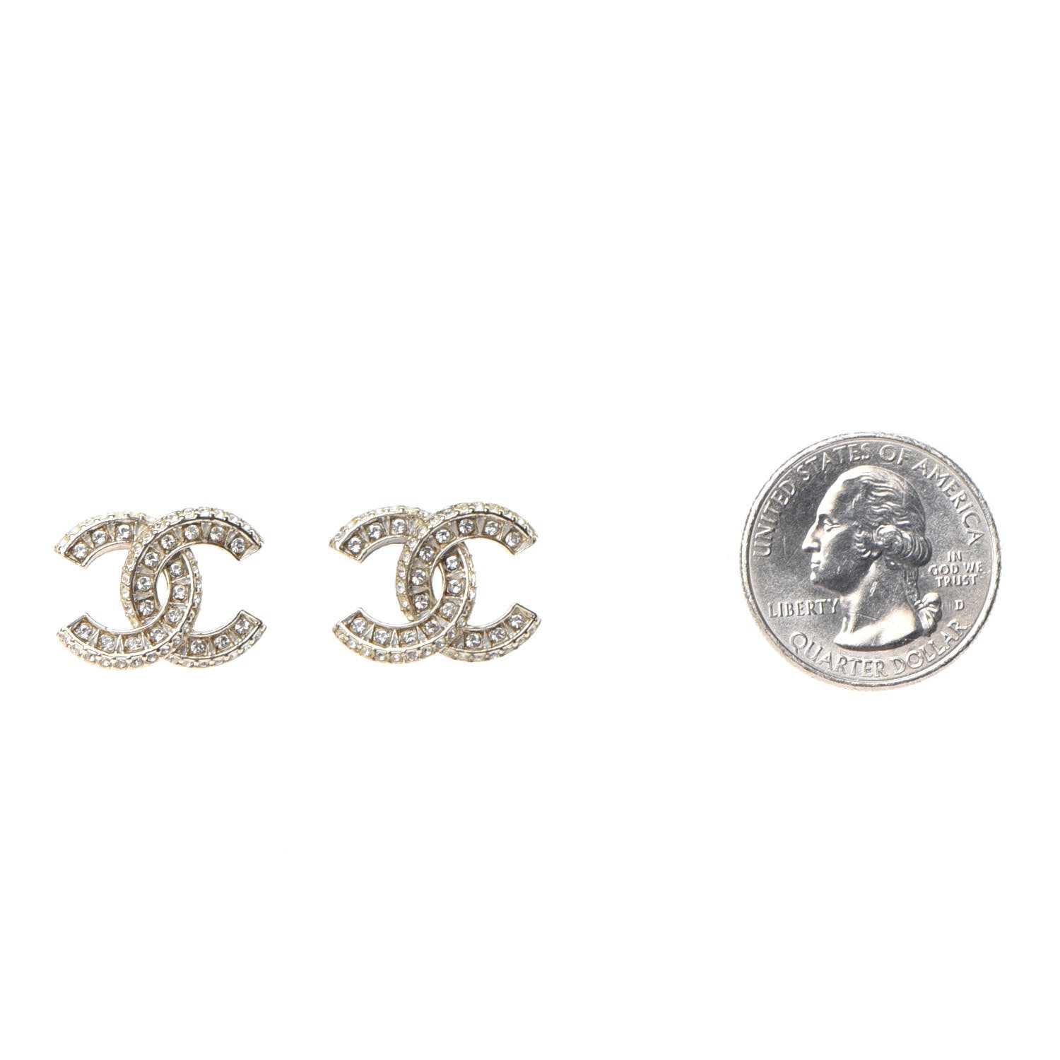 Chanel Crystal Timeless CC Earrings Light Gold 2 of 5