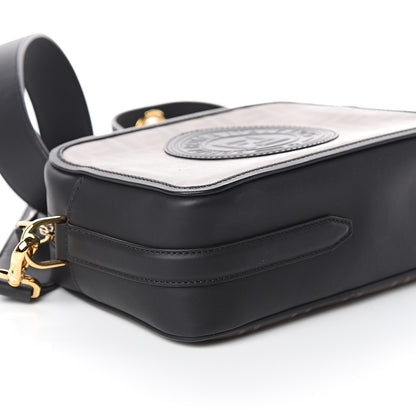 Fendi Glazed Fabric Vitello Century F is Fendi FF 1974 Stamp Patch Camera Case Mogano Panna Black 6 of 7