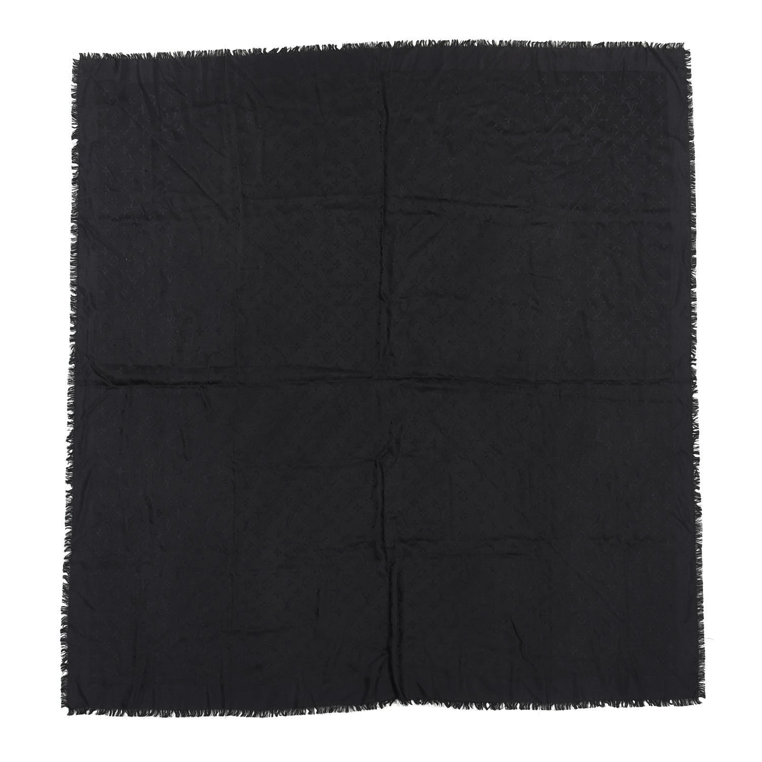 Louis Vuitton Wool Silk Monogram Shawl Black 1 of 3