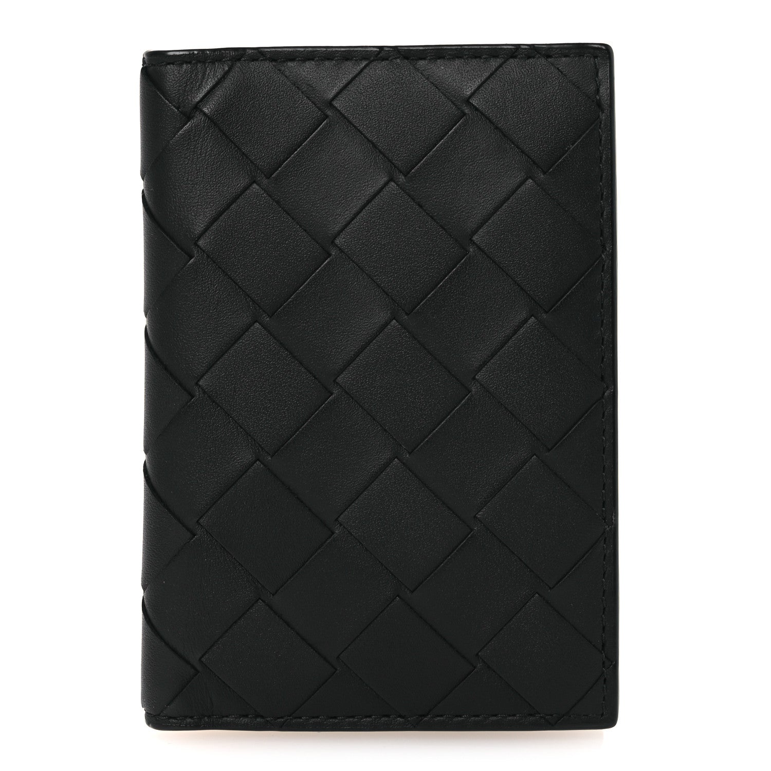 Bottega Veneta Nappa Maxi Intrecciato Bi-Fold Card Holder Black 1 of 6