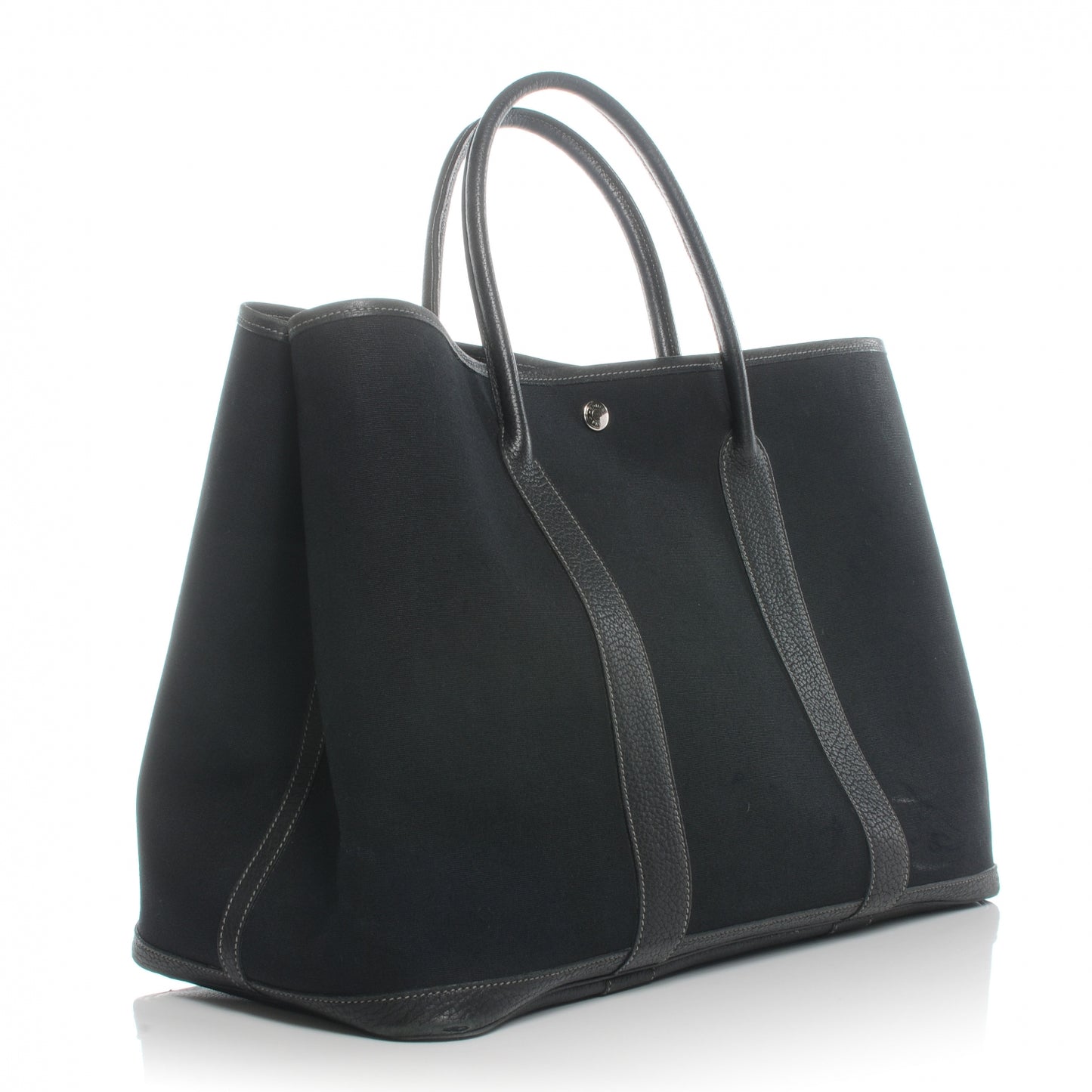 Toile Leather Garden Party MM Tote Black