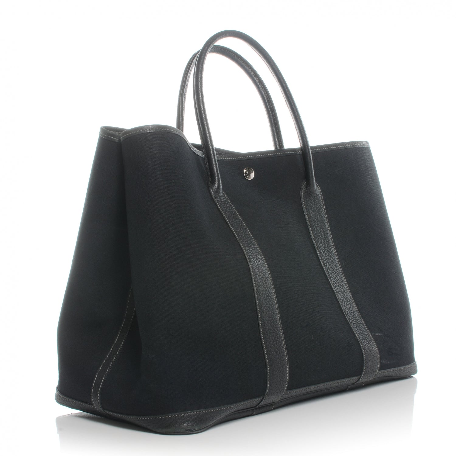 Hermes Toile Leather Garden Party MM Tote Black 3 of 7