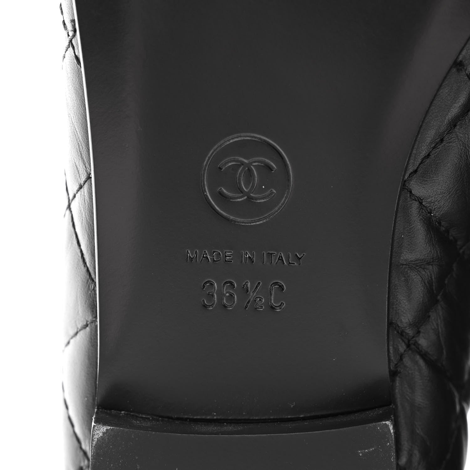 Chanel Aged Calfskin Quilted CC Cap Toe Ballerina Flats 36.5 Black 7 of 10