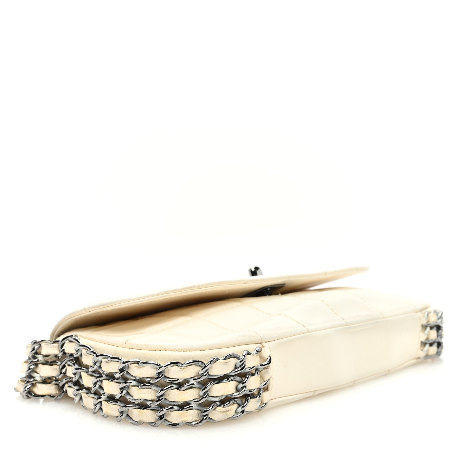 Chanel Lambskin Quilted Chocolate Bar 3 Chain Flap White 4 of 11