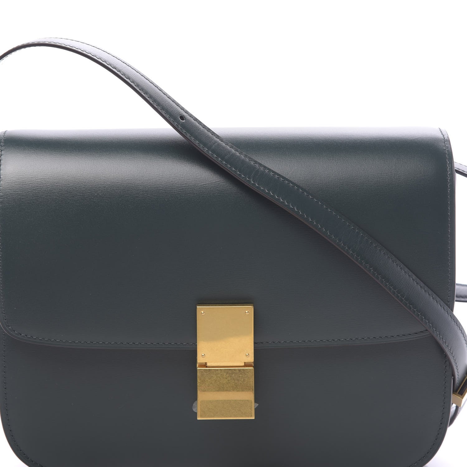 Celine Box Calfskin Medium Classic Box Flap Bag Dark Green 10 of 10