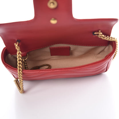 Gucci Calfskin Matelasse Super Mini GG Marmont Shoulder Bag Hibiscus Red 7 of 8