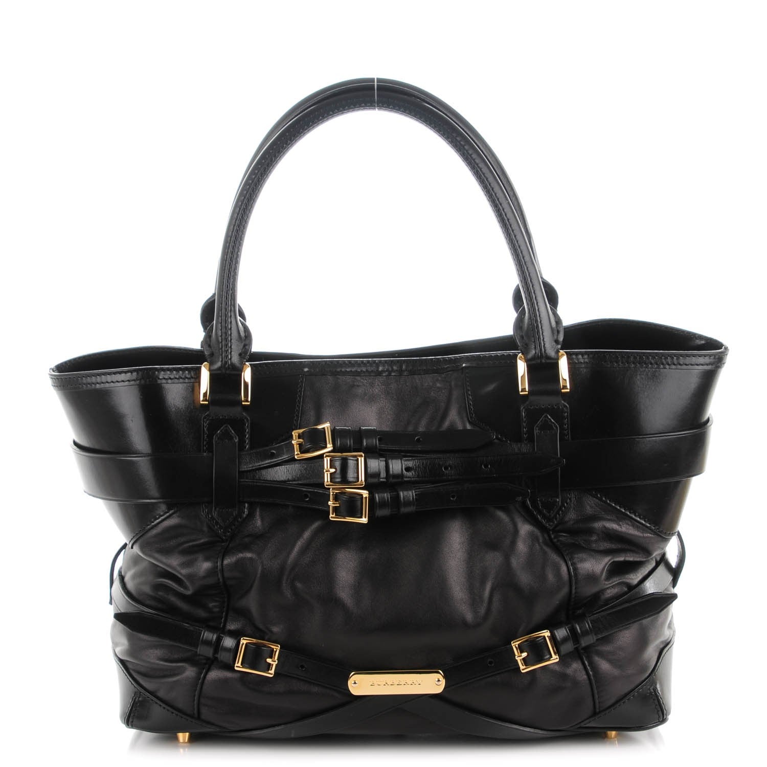 Burberry Lambskin Bridle Calfskin Medium Landscape Lynher Tote Black 1 of 6