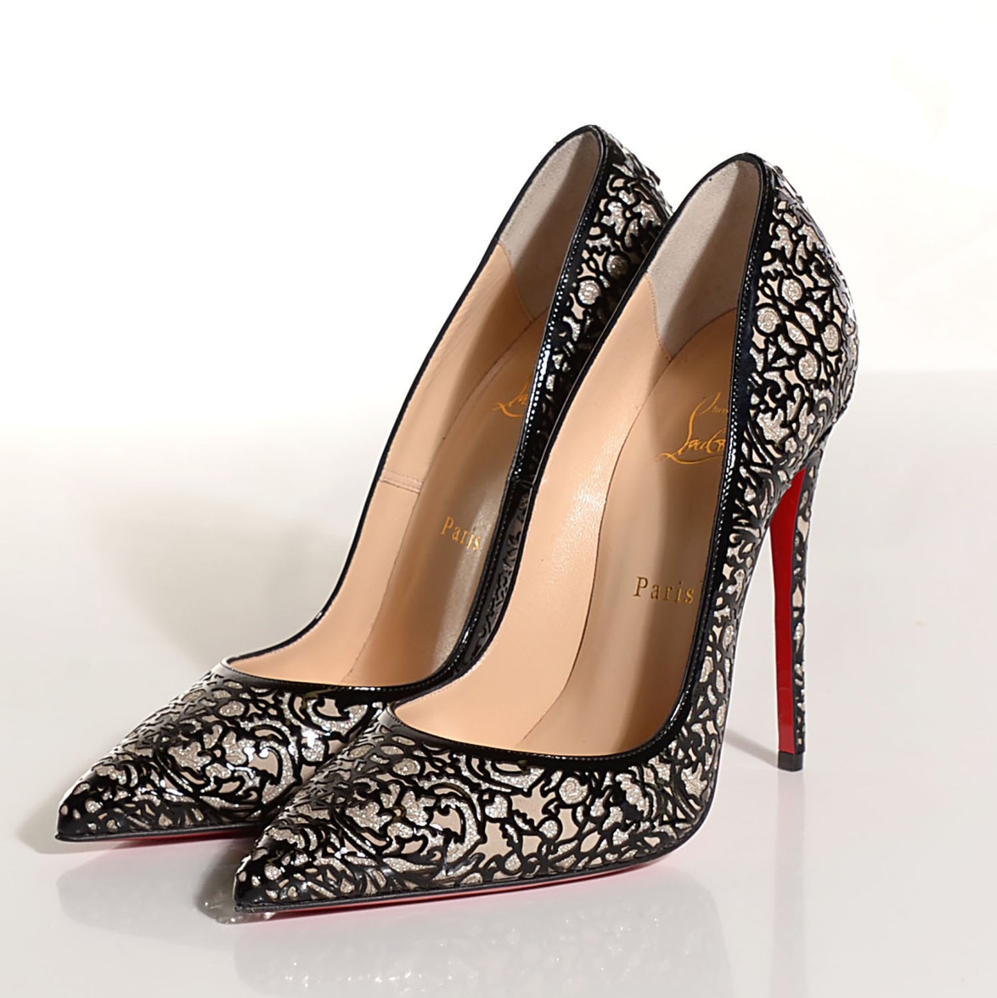 Patent Suede Glitter So Pretty 120 Pumps 39.5 Black Silver