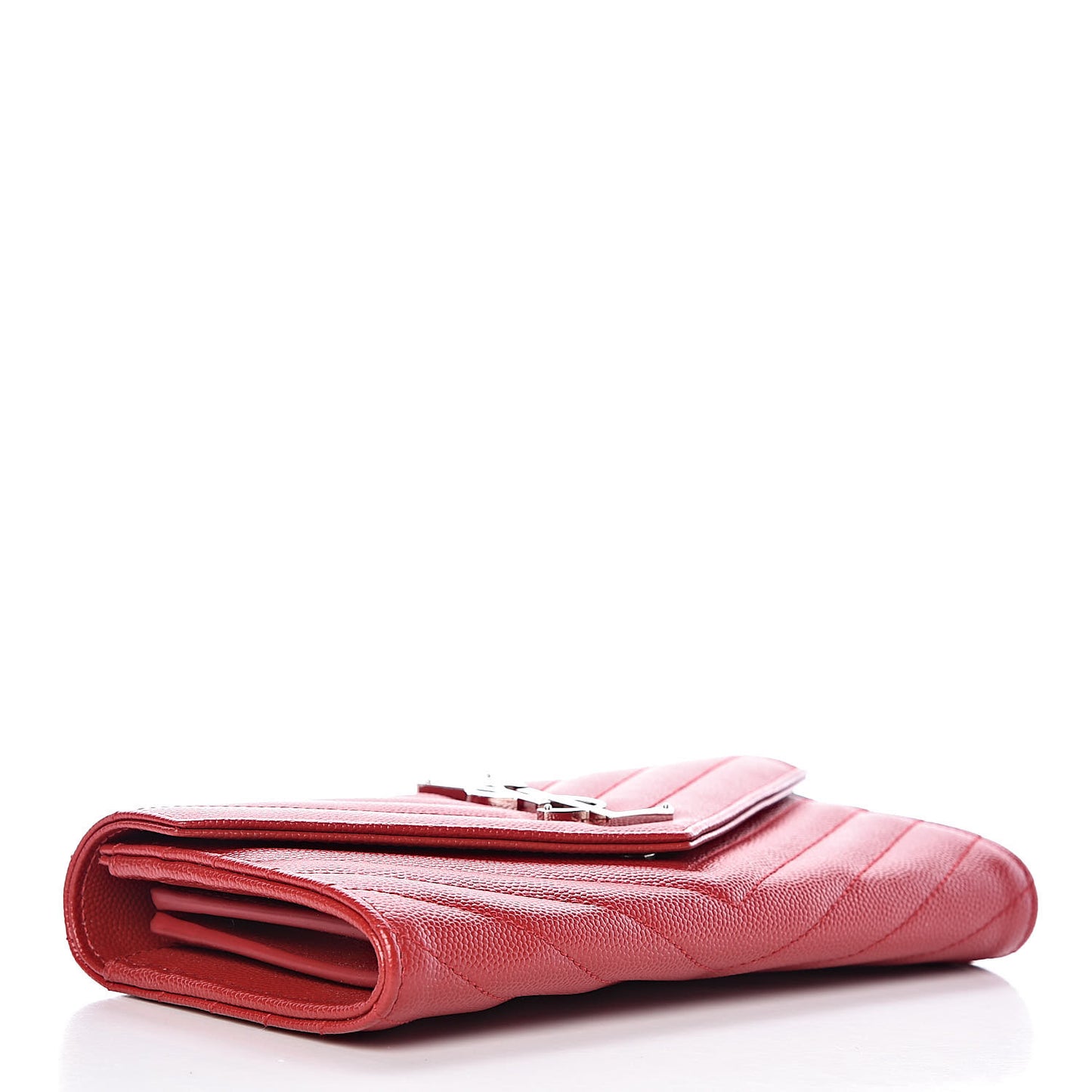 Grain De Poudre Matelasse Chevron Monogram Flap Wallet Red