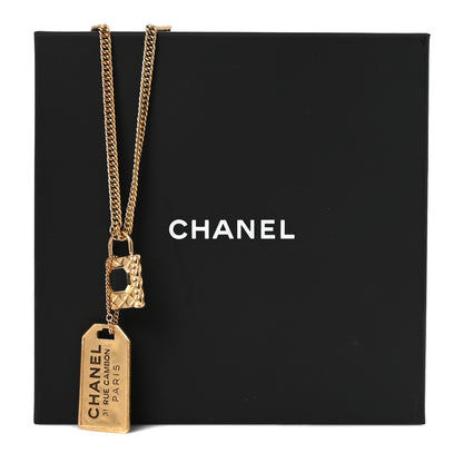 Chanel CC Padlock ID Dog Tag Charm Necklace Gold 5 of 5