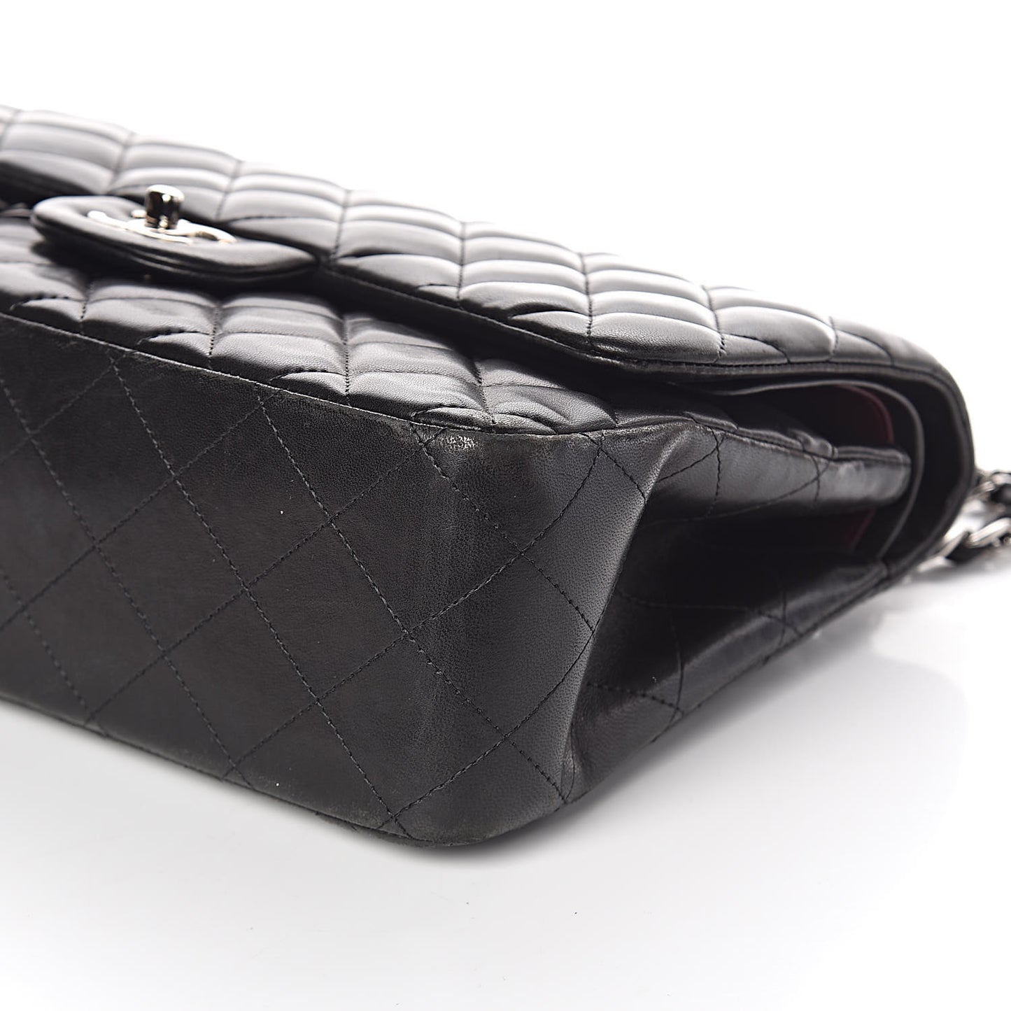 Lambskin Quilted Jumbo Double Flap Black