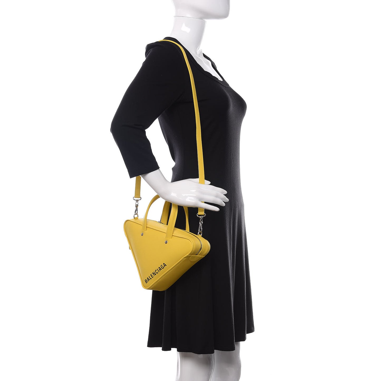 Shiny Day Calfskin Logo XS Triangle Duffle Jaune Black