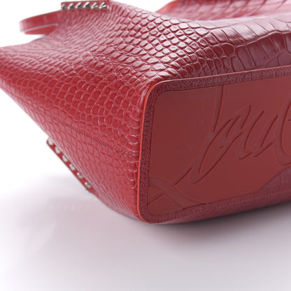 Christian Louboutin Crocodile Embossed Calfskin Spiked Small Cabarock Shopper Tote Red 6 of 9