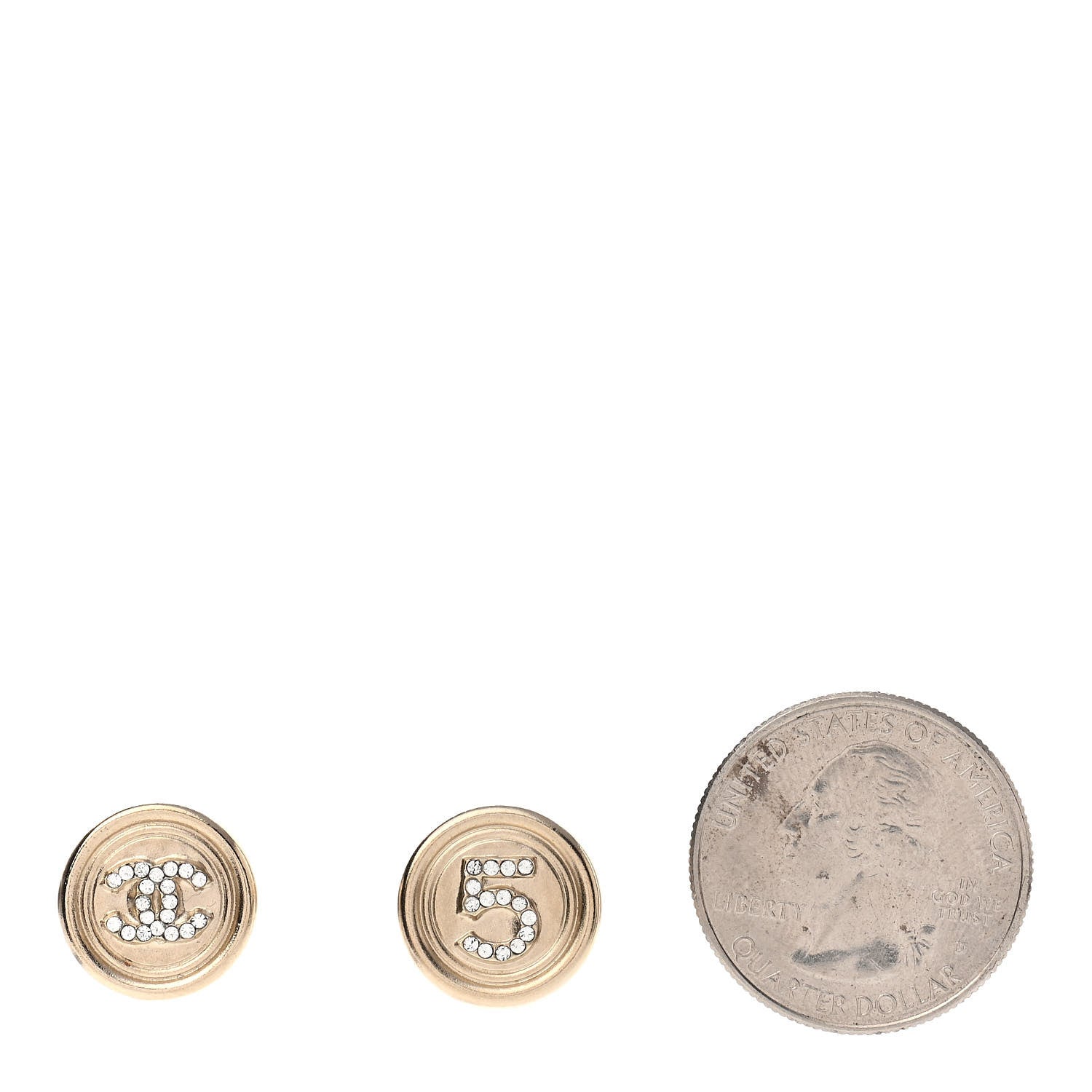 Chanel Crystal CC Round Earrings Light Gold 2 of 5