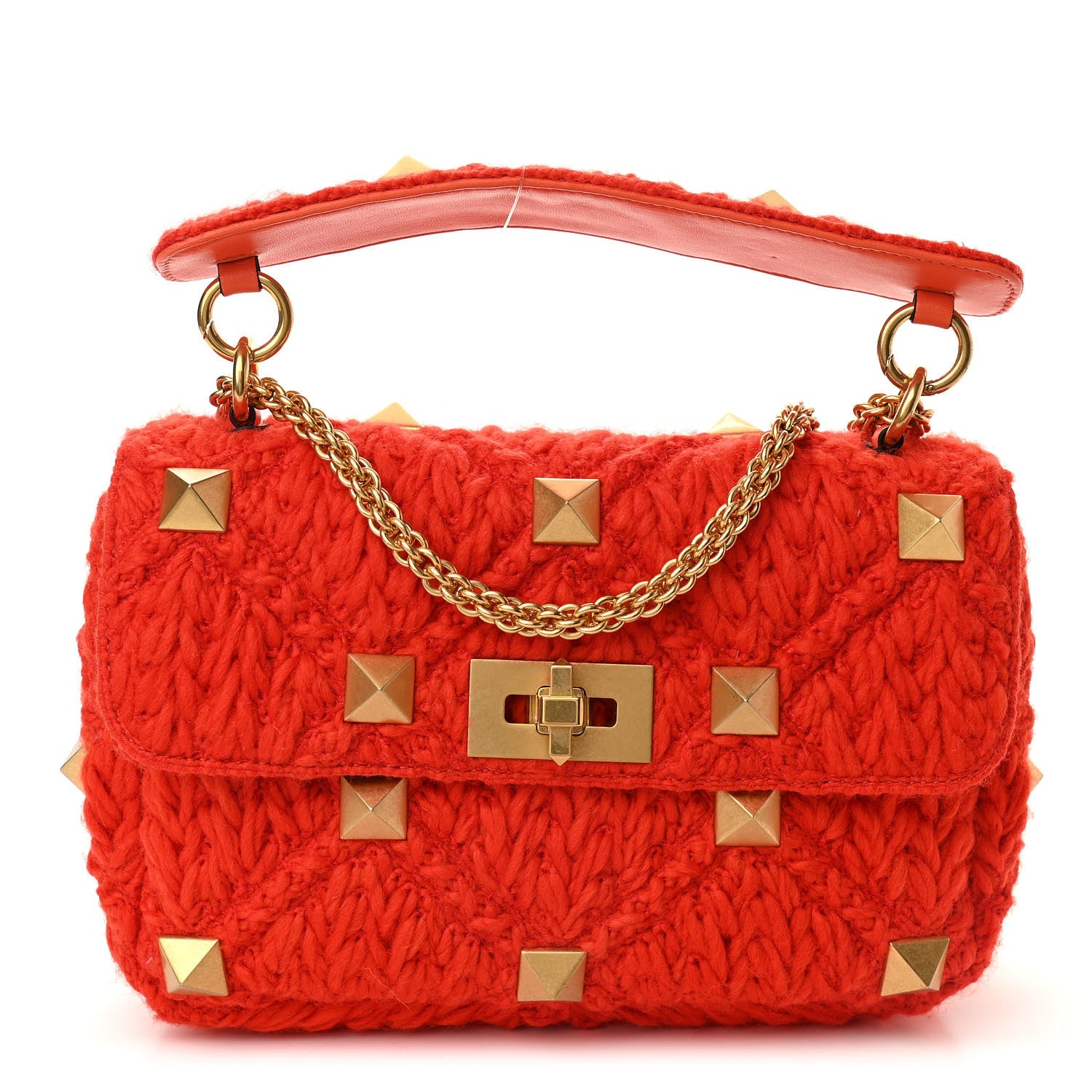 Valentino Garavani Cashmere Medium Roman Stud Shoulder Bag Titian 1 of 8