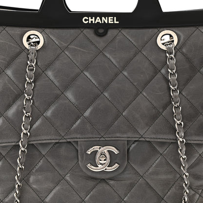 Chanel Glazed Calfskin Quilted Large CC Delivery Tote Grey 8 of 10