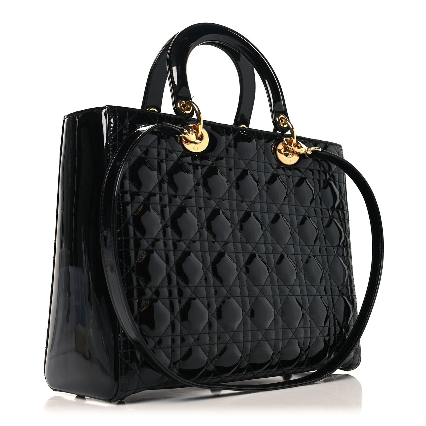 Patent Cannage Large Lady Dior Black