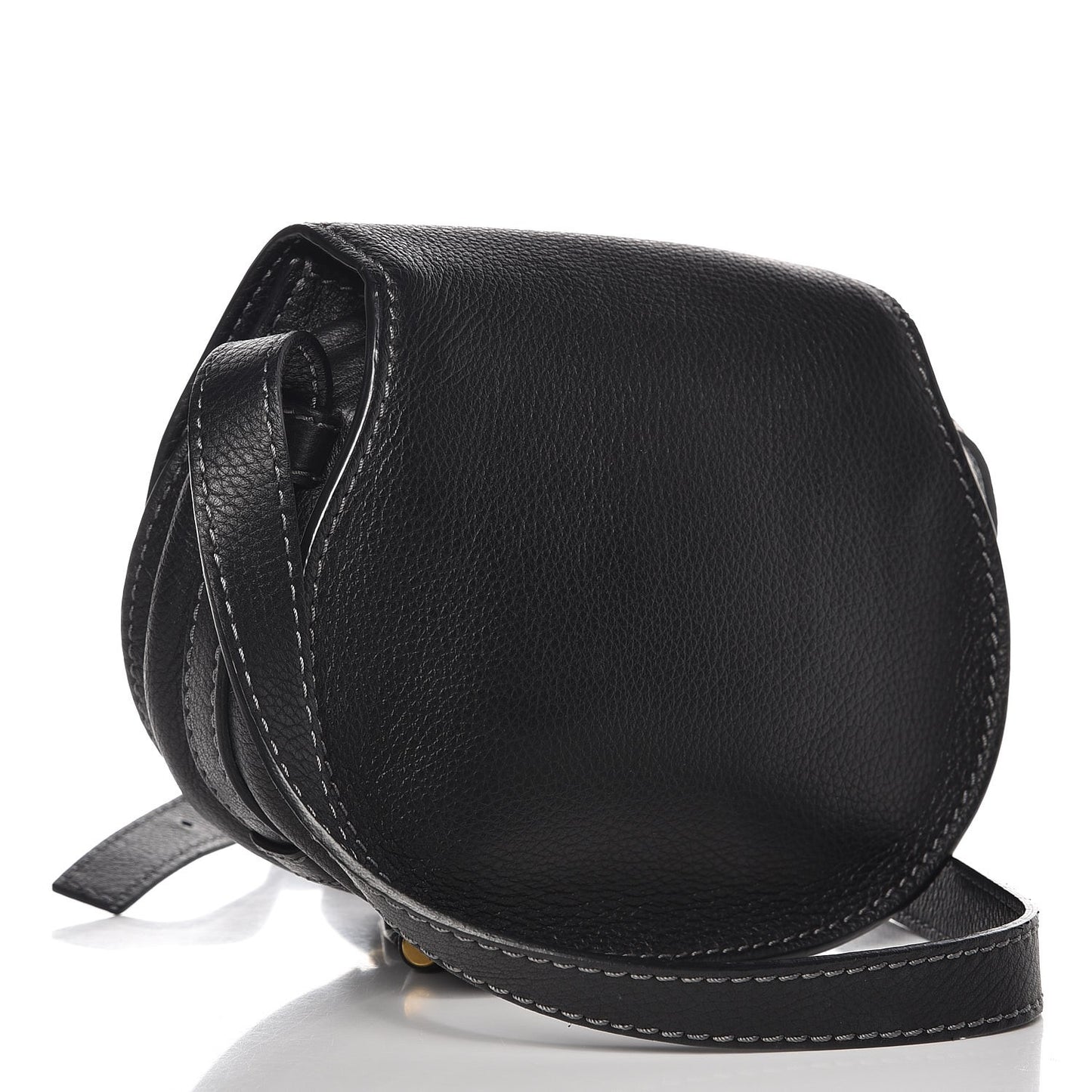 Calfskin Mini Marcie Round Crossbody Bag Black