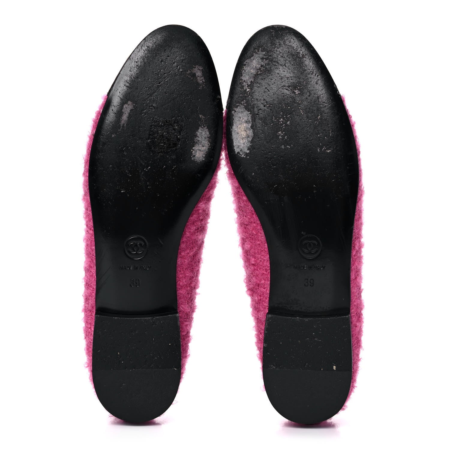 Chanel Tweed Patent Cap Toe Ballerina Flats 39 Pink Black 5 of 12