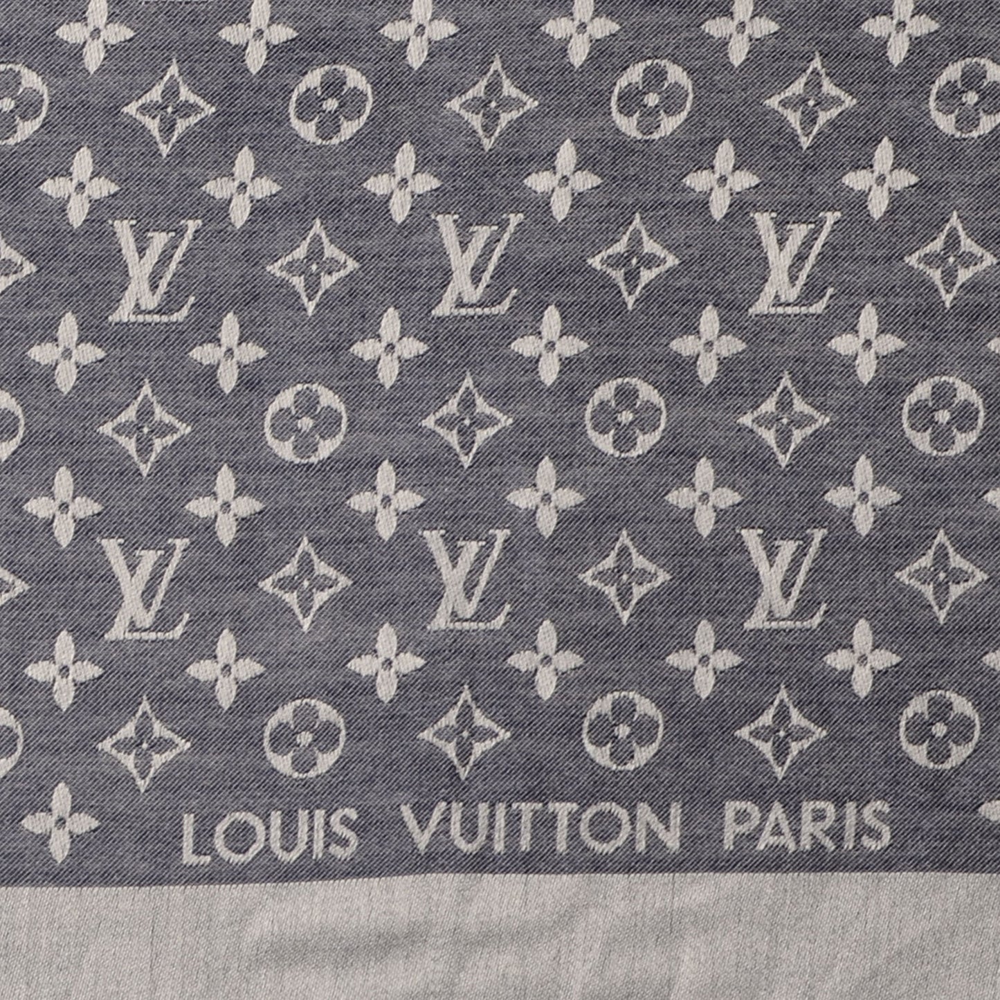 Silk Wool Monogram Denim Shawl Blue