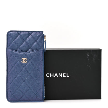 Chanel Iridescent Caviar Quilted Classic iPhone Pouch Dark Blue 8 of 8