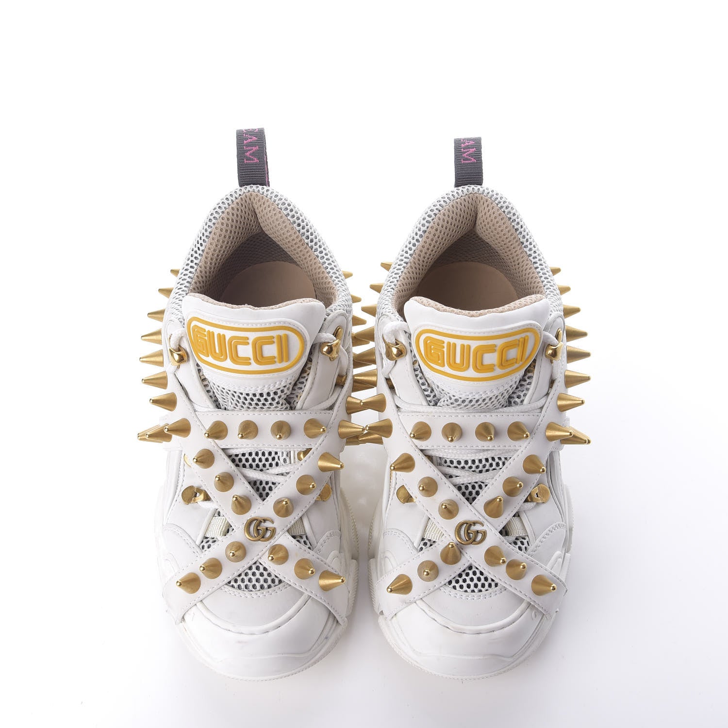 Gucci X SEGA Technical Canvas Calfskin Removable Studs Womens Flashtrek Sneakers 37 Great White 6 of 10