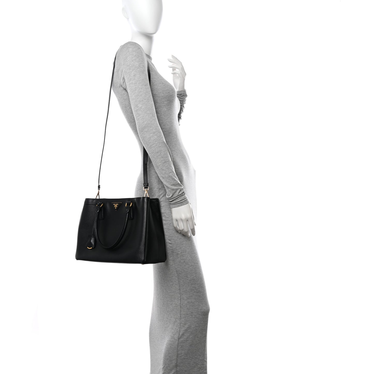 Saffiano Lux Medium Tote Black