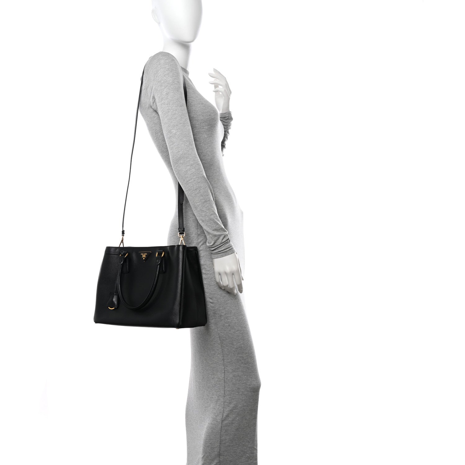 Prada Saffiano Lux Medium Tote Black 2 of 13