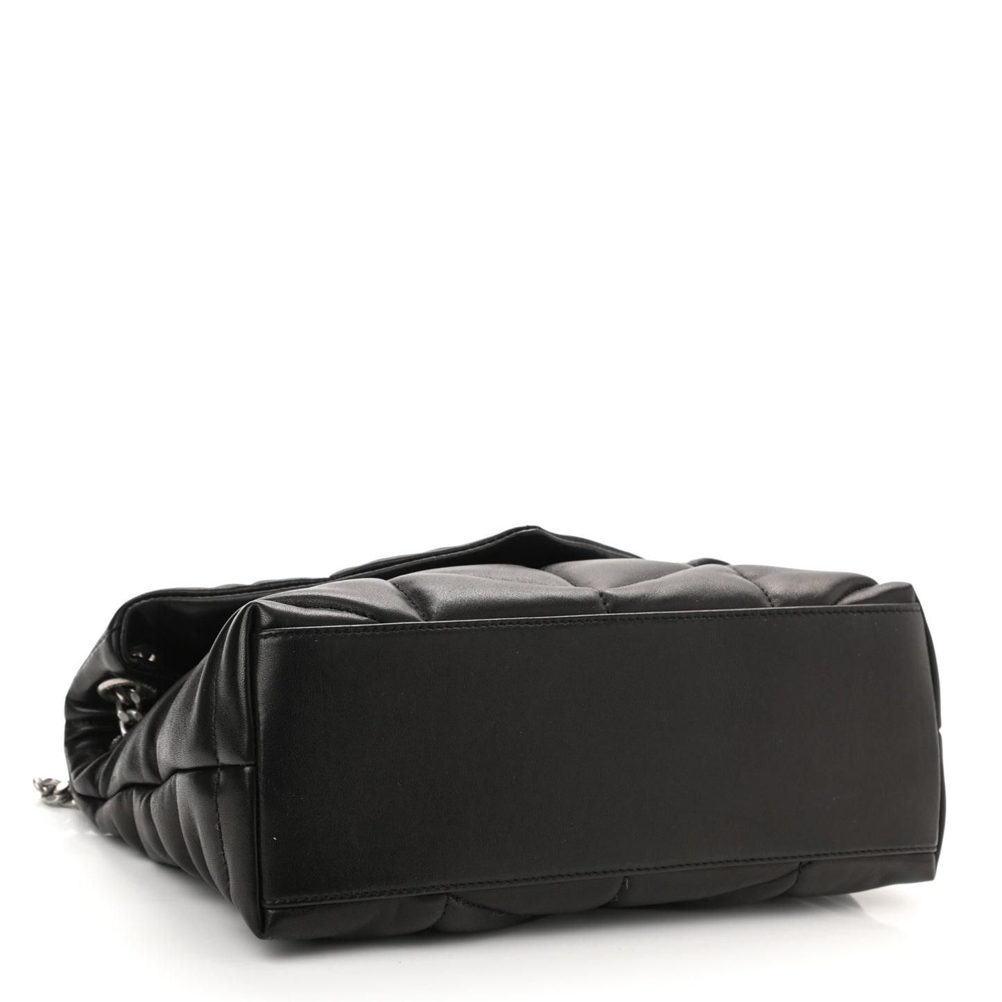Lambskin Quilted Small Loulou Puffer Monogram Chain Satchel Black