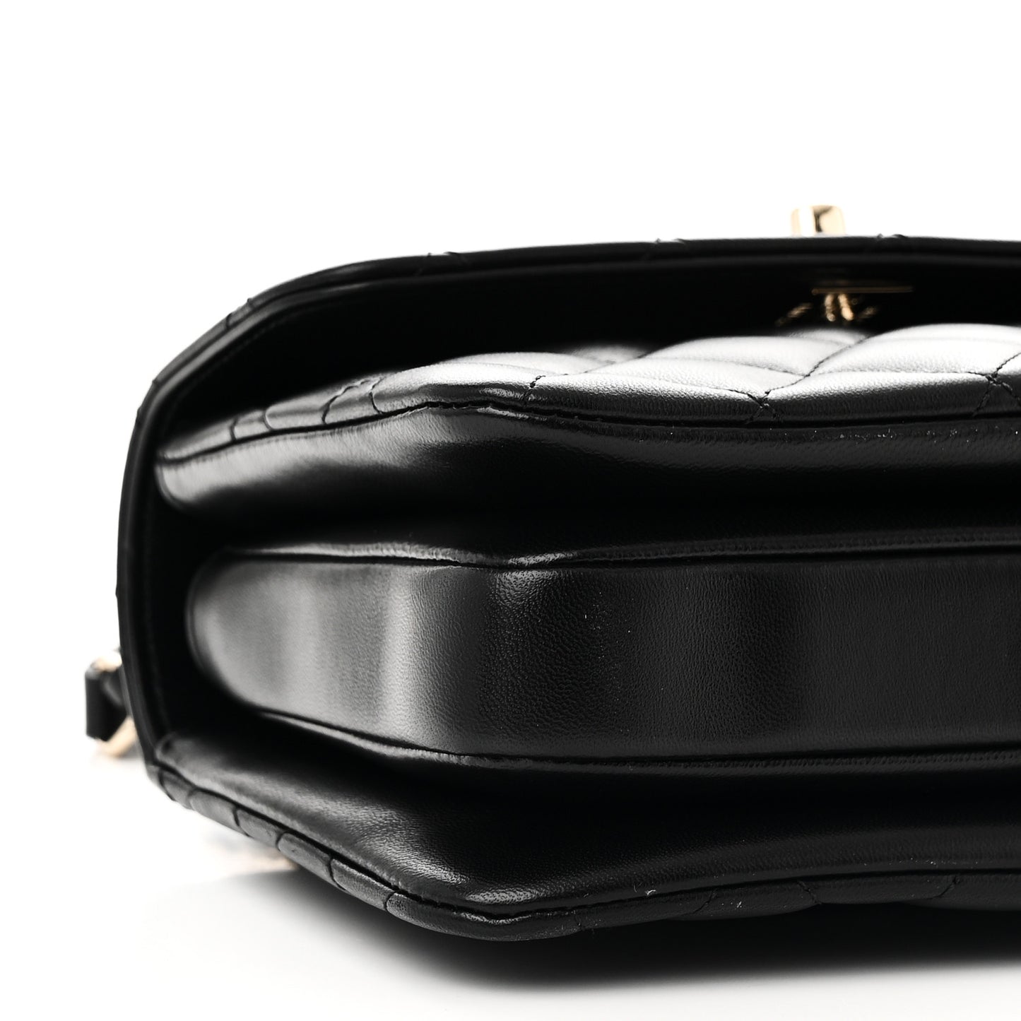 Lambskin Crystal Quilted Mini Trendy CC Dual Handle Flap Bag Black