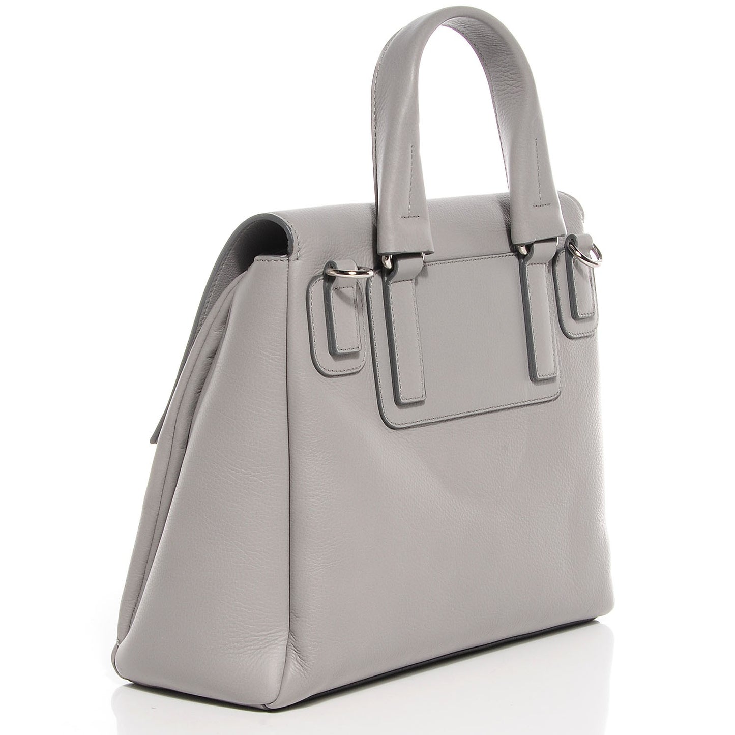 Textured Calfskin Small Pandora Pure Flap Bag Pearl Grey