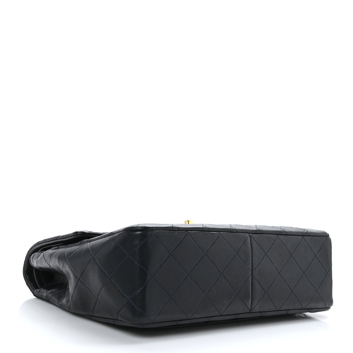 Lambskin Quilted Medium Double Flap Navy