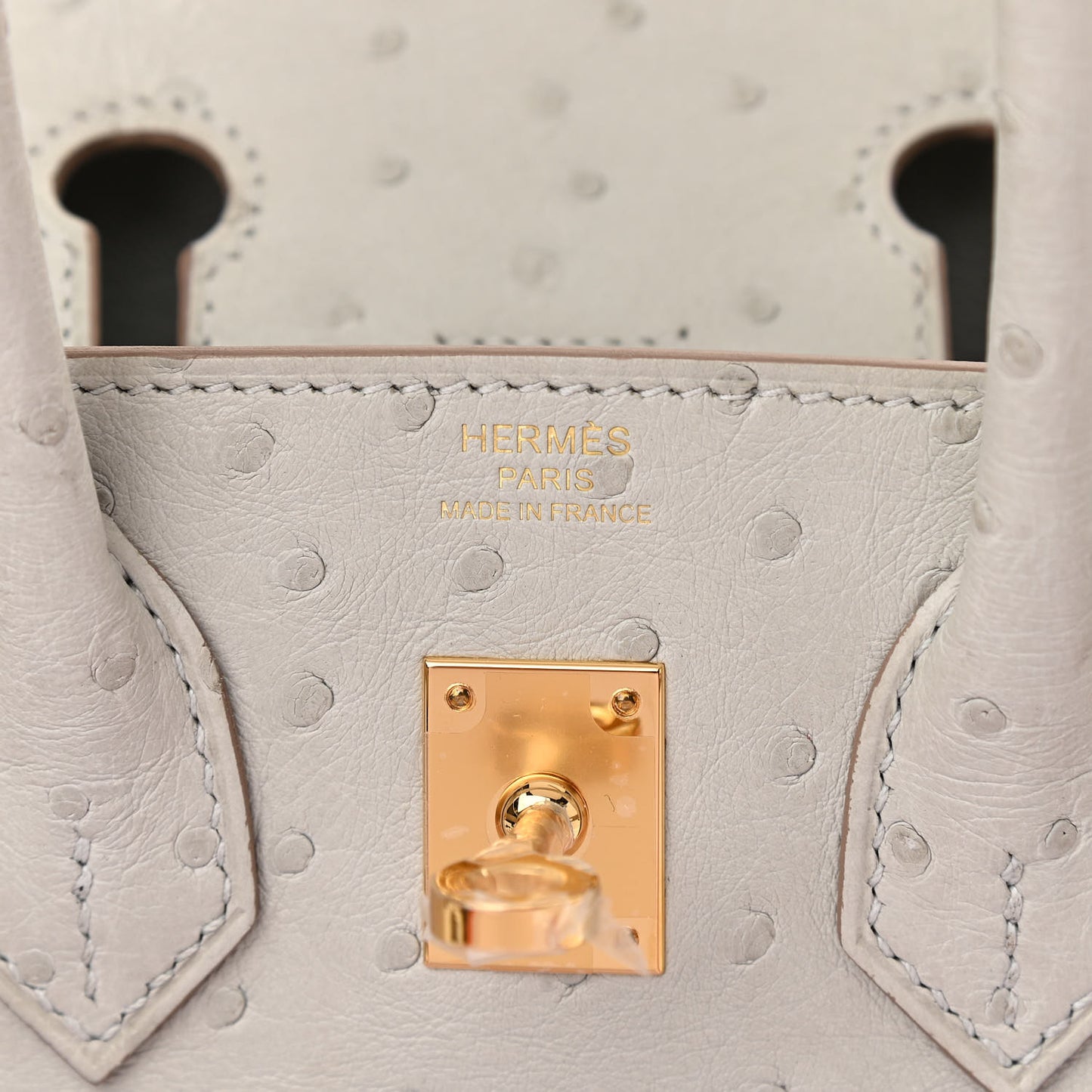 Ostrich Birkin 25 Gris Perle