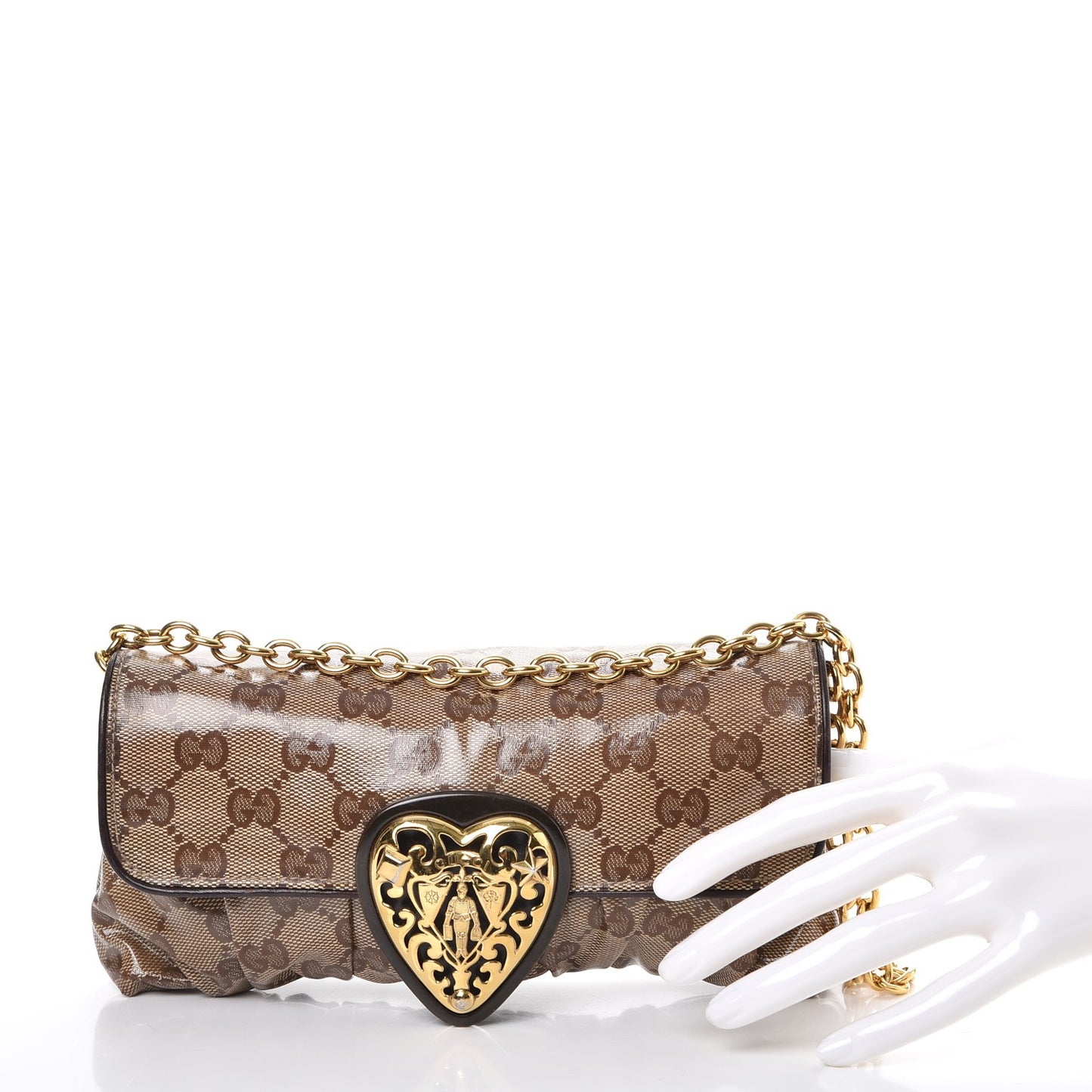 Crystal Monogram Babouska Clutch Dark Brown