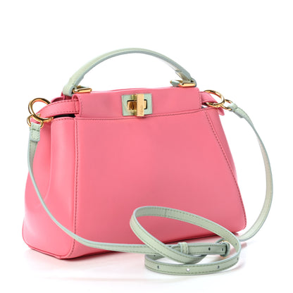 Fendi Nappa Colorblock Mini Peekaboo Iconic Satchel Rosa Fluo Oxigen Slate 2 of 4