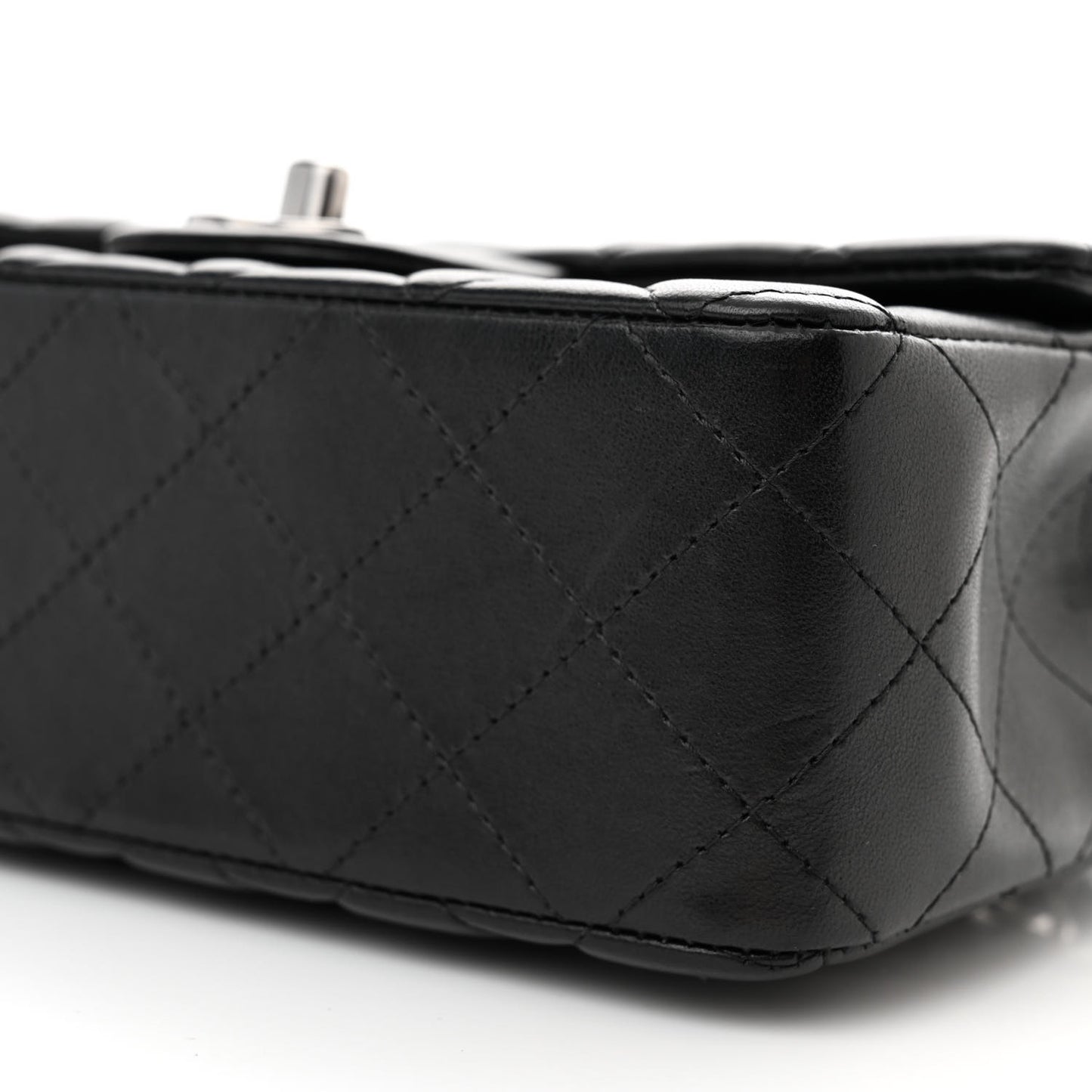 Lambskin Quilted Mini Rectangular Flap Black