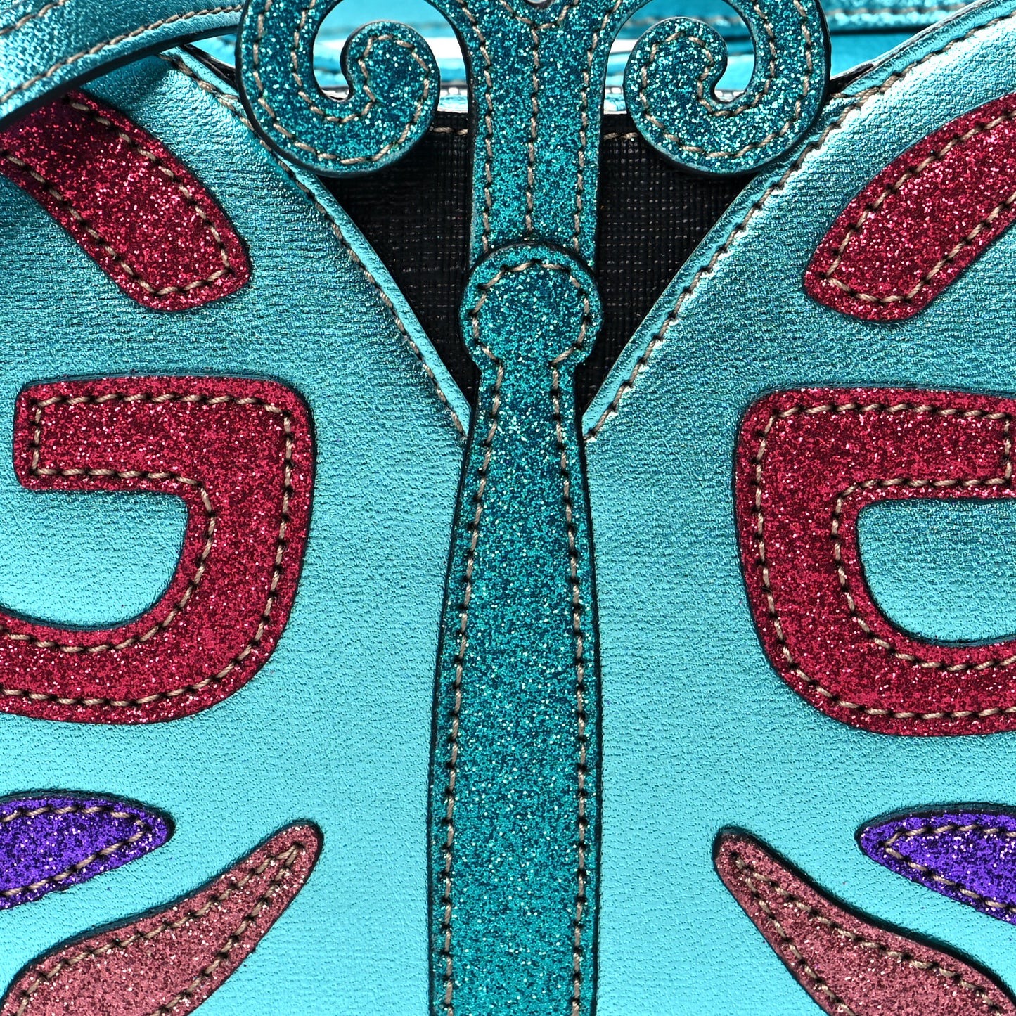 Metallic Calfskin Childrens Butterfly Bag Blue