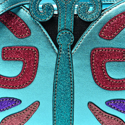 Gucci Metallic Calfskin Childrens Butterfly Bag Blue 9 of 11