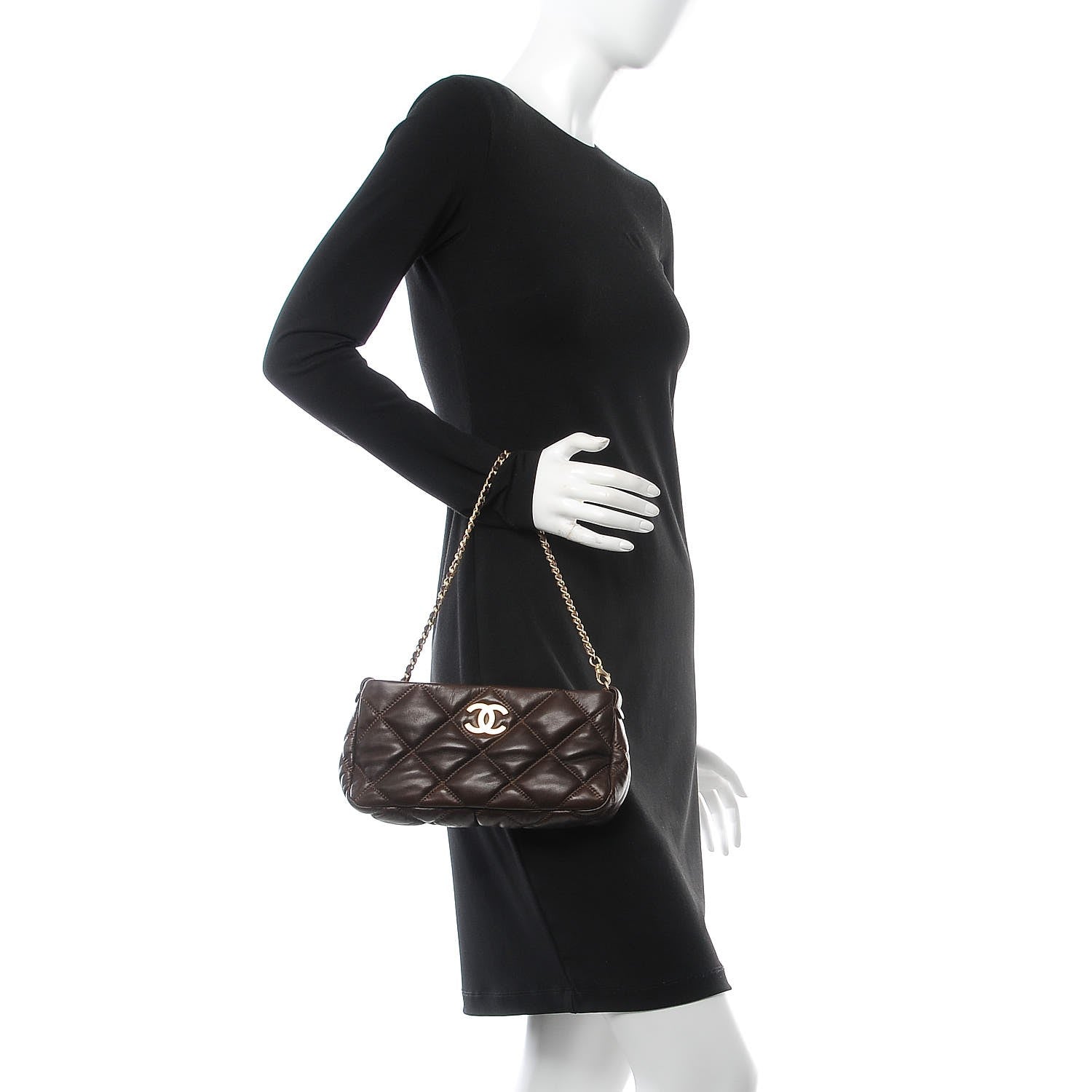 Chanel Lambskin Quilted Pochette Brown 2 of 7